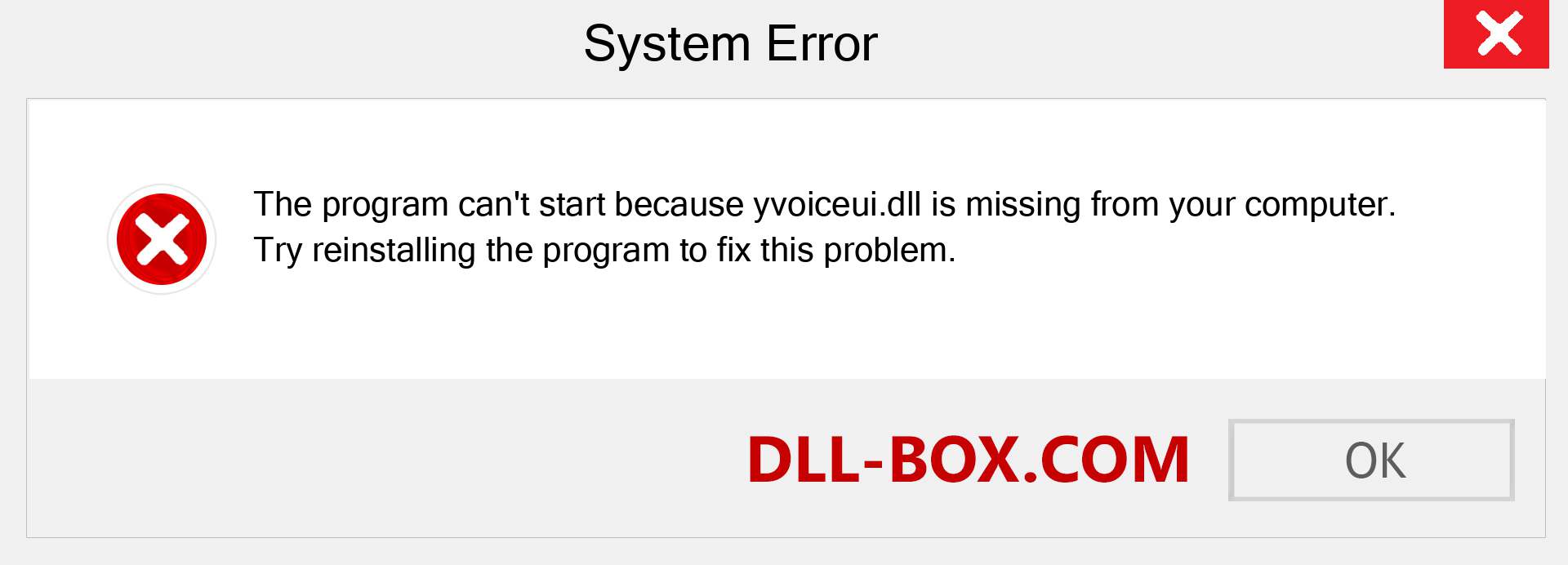  yvoiceui.dll file is missing?. Download for Windows 7, 8, 10 - Fix  yvoiceui dll Missing Error on Windows, photos, images